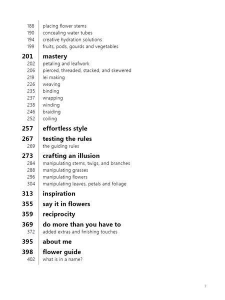 Contents Page The effortless floral craftsman by Christine de Beer page 7