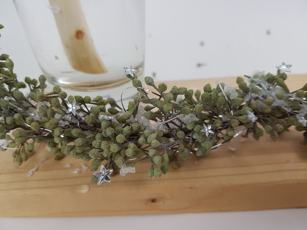 Eucalyptus tinsel garland for a Festive Flower arrangement.