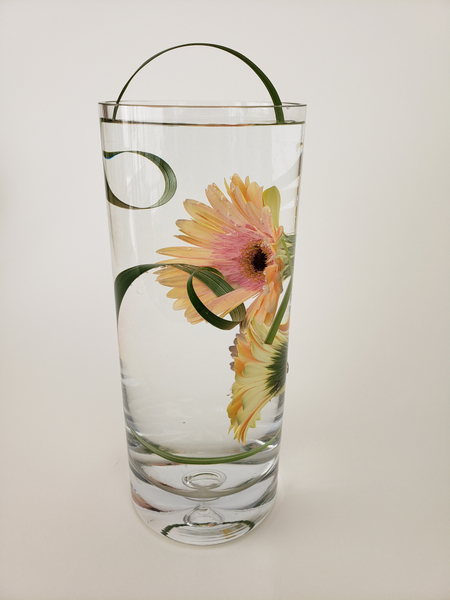 Arranging flowers in clear water