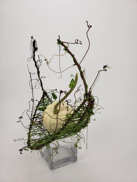 Table decoration with a ghost pumpkin