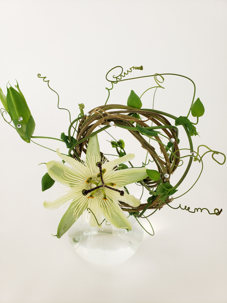 White passion fruit flower arrangement tutorial