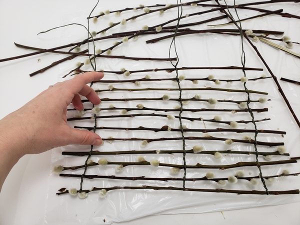 Build up a large tray of twigs