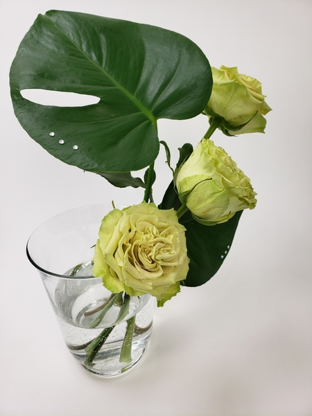 Sustainable zero waste rose floral arrangement
