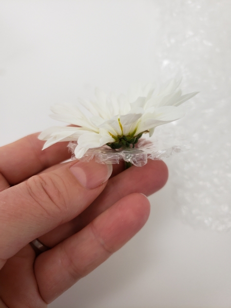 Cut bubble wrap rafts for the flowers
