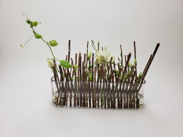 Parallel twig armature for sustainable flower arranging