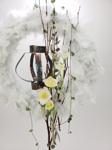 Diy copper lantern and feather wreath Tutorial