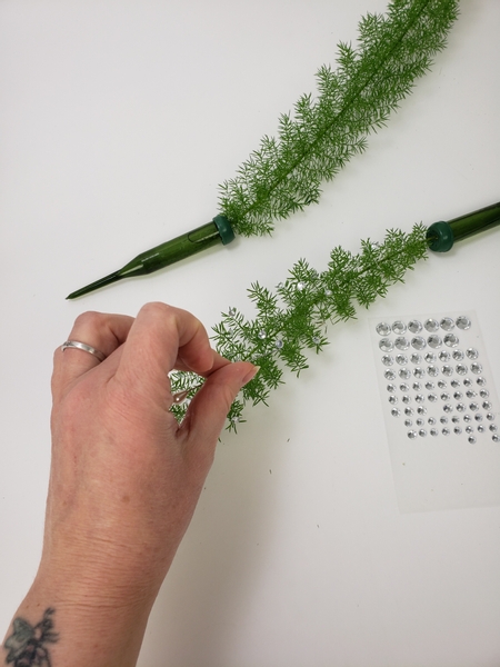 Place a second fern in a water tube and add a few dew drop crystals