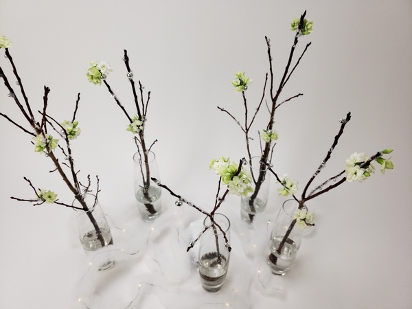 Cut Kalanchoe flowers for a flower arrangement