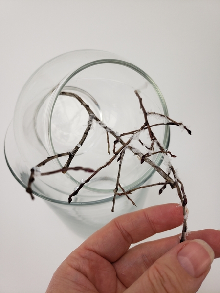 Fill in the gaps by gluing in twigs to give you a secure surface to design with