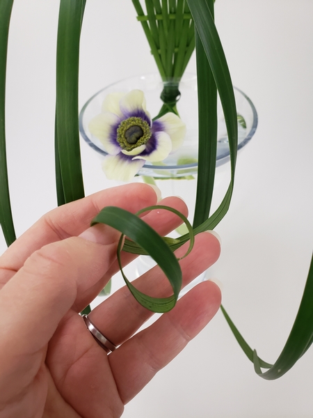 Curl a single blade of grass into a ringlet