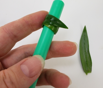 How to skewer foliage  tubes for a lily bud swirl support