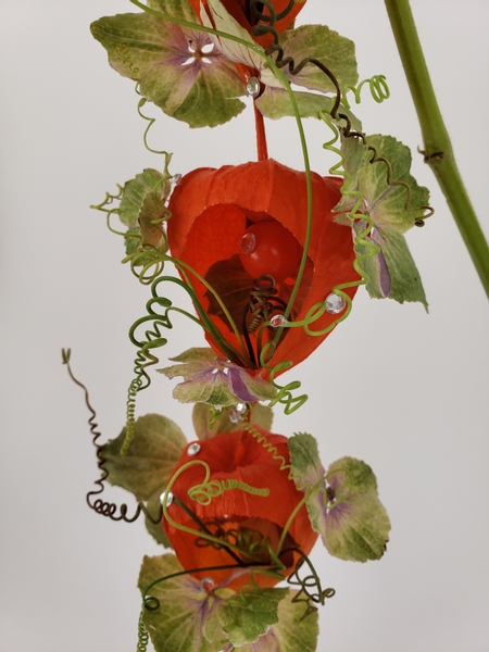 Chinese lantern pod floral design