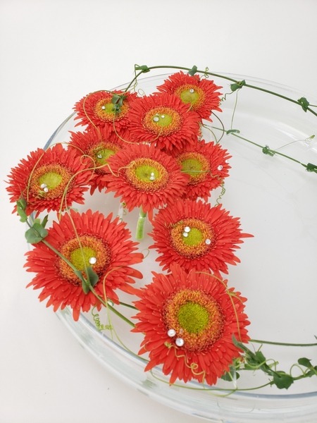 Gerbera daisies in a contemporary floral design