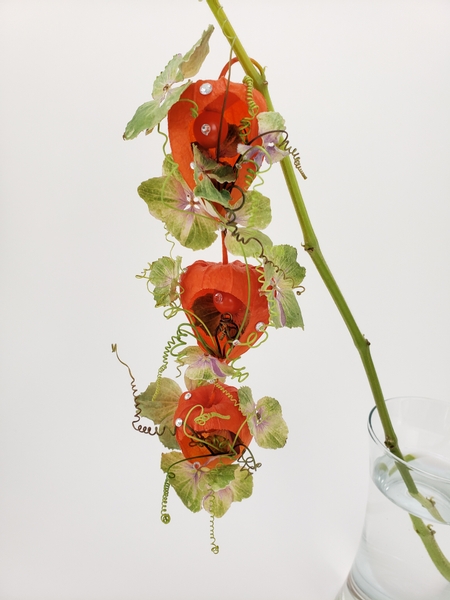 Physalis flower arrangement using dried material.