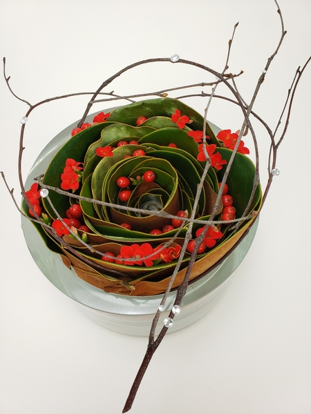 Long lasting floral design centerpiece for Christmas.