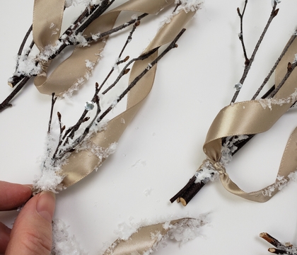 Bundled up Rosehip Scatter twigs…  for anywhere you need a small frosted winter decorating touch