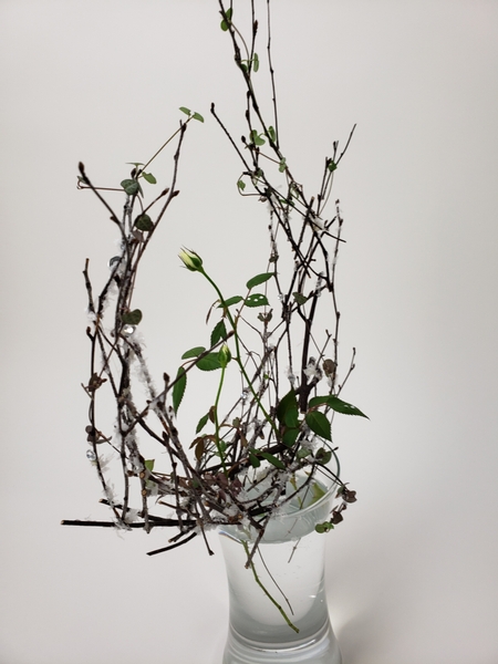 Long lasting compostable floral design crafted from twigs