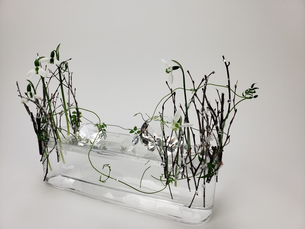 Craft a twig armature to display your snow drop flowers