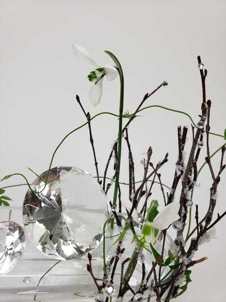 Snow drops in a winter flower arrangement