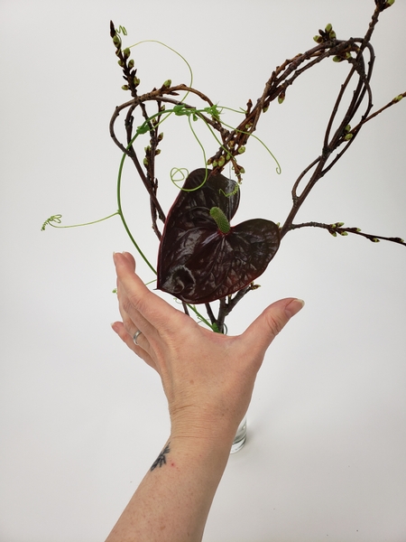 With the heart shaped anthurium perfectly framed inside