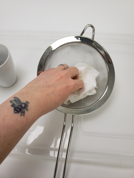 Fold the paper towel over the seeds to make a pocket