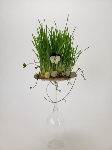 Sustainable Spring grass flower art design