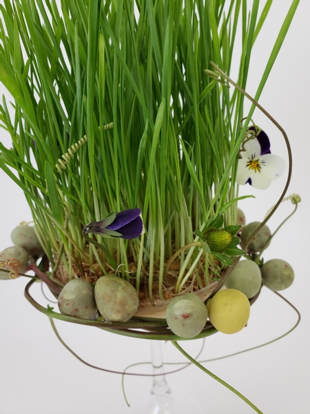 Wheatgrass Easter flower arrangement that last