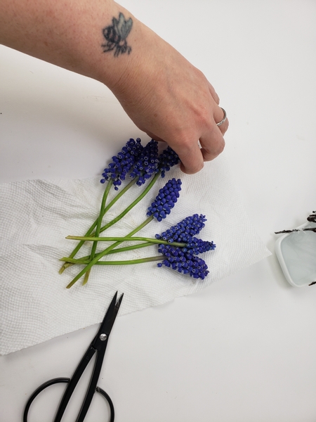 Cut a few short stem flowers to slip into the armature