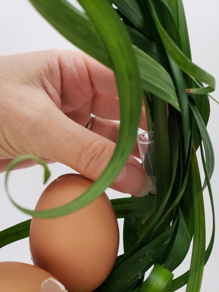 Glue in water tubes for the fresh flowers and vines