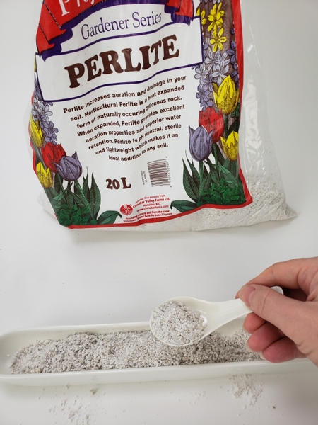 Scoop perlite into your container