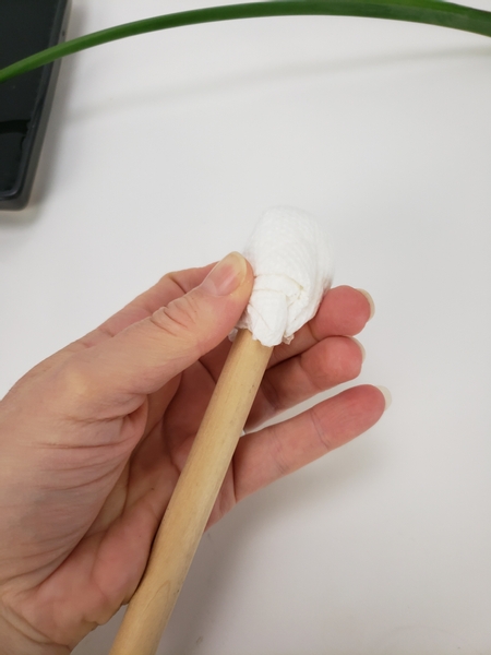 Wrap the paper towel around the dowel