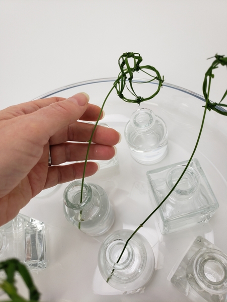 Place the bug nets in the vases