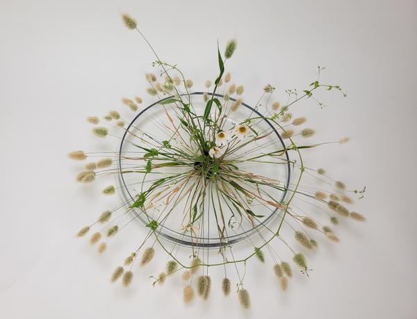 Display grasses in a large container without foam in a sustainable way