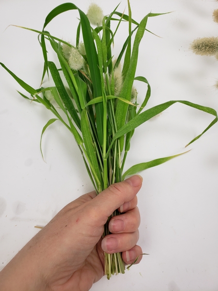 Mini Corsage Flower Bouquet With Bunny Tails And Grass For DIY