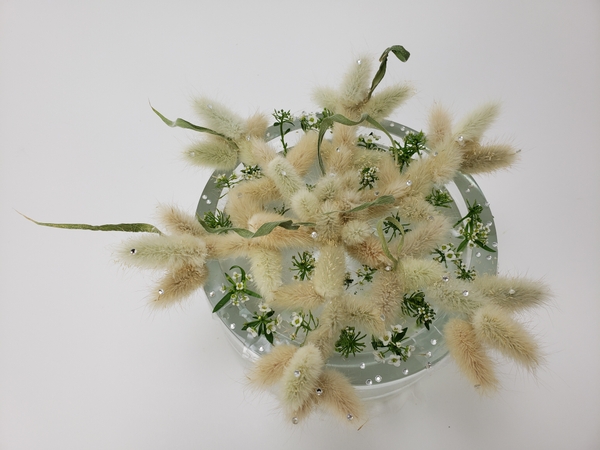Fluffy bunny tail seeds as a snowflake