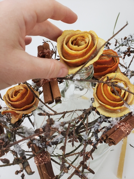 And lastly add in the orange peel roses