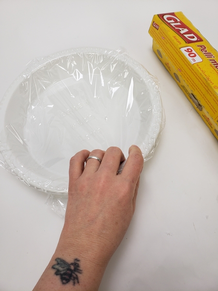 Line the circle with plastic wrap
