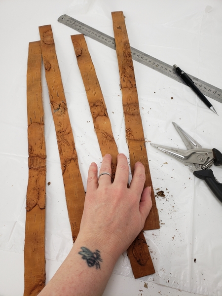 Cut birch bark into strips