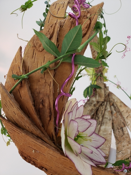 Fan strips on a birch basket for a pretty flower girl