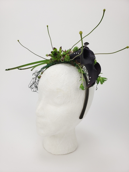 Calla lily, blue berry and succulent floral crown