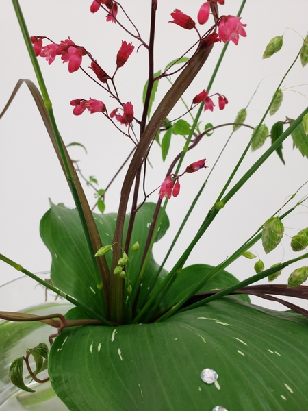 Coral bell flowers in a light and airy flower arrangement