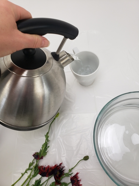 I use the boiling water method when I am designing the poppies in a glass container