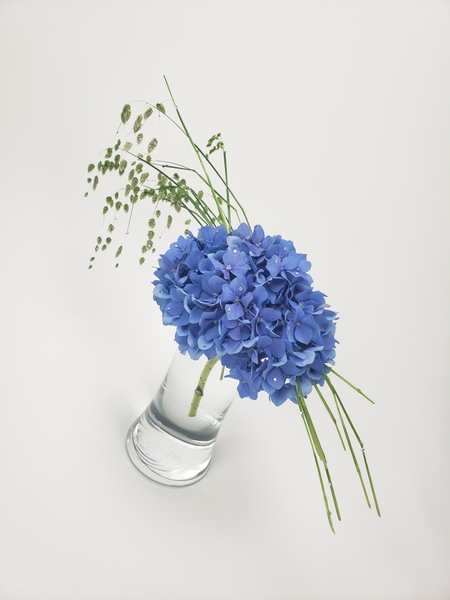 Quaking Grass and hydrangea summer floral display without any floral foam