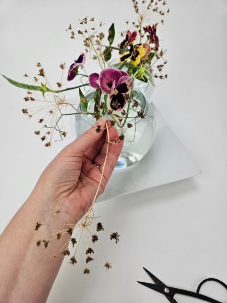 Glue in a few Ammi majus (False Queen Anne's Lace) seeds to float over the design