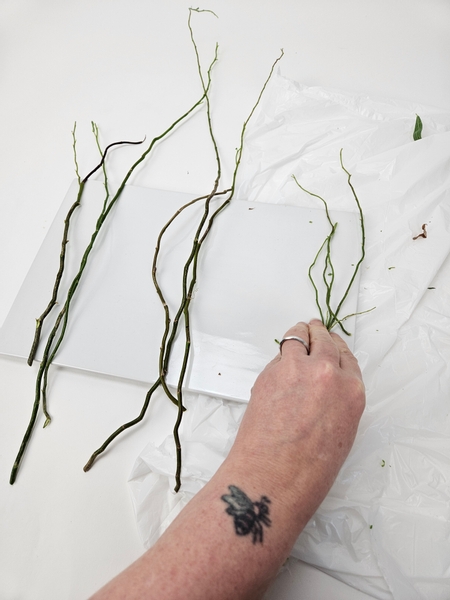 You will need three long stems and shorter stems to knot them