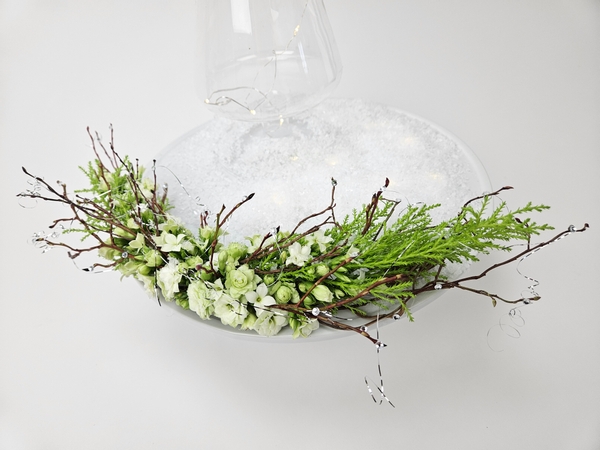 Using tinsel in a flower arrangement