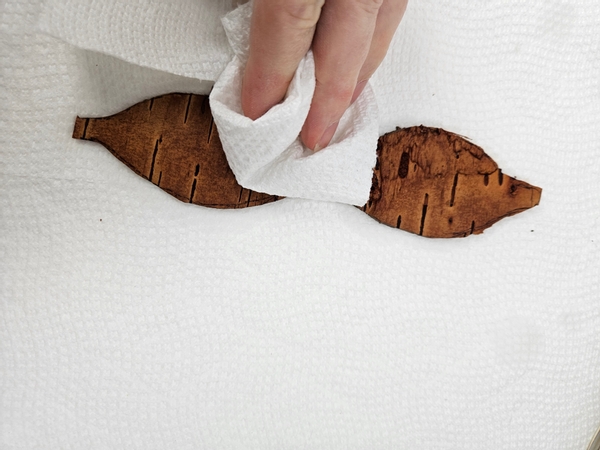 Blot the bark dry with a paper towel