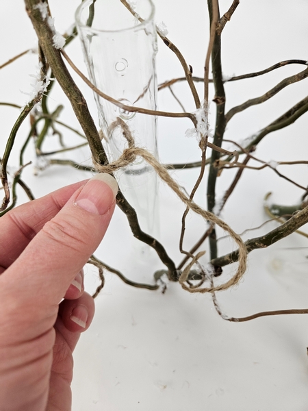 Tie in water tubes to keep the fresh willow hydrated