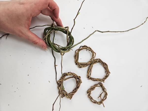 Weave a few tiny twig wreaths