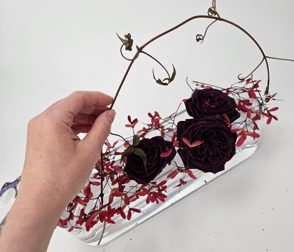 Make a Stuck with an Unstick Stick Maple Seed Spring floral frog… but for a grasshopper pair.